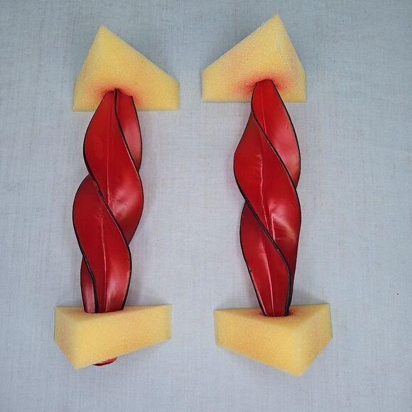 Swirl Red Candle Taper BeesWax Design Spiral Set of 2 VTG USA Cali 8.5'' NIB - Picture 9 of 16